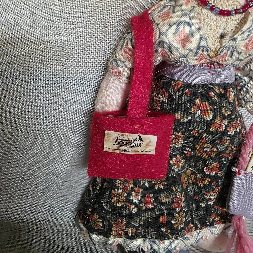 Lot of 3 Handmade Rag Dolls Folk Art Primitive Cloth & Wood Doll‎ Figures Haiti